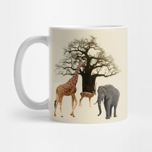 Baobab Tree - Giraffe - Impala - Elephant in Africa Mug